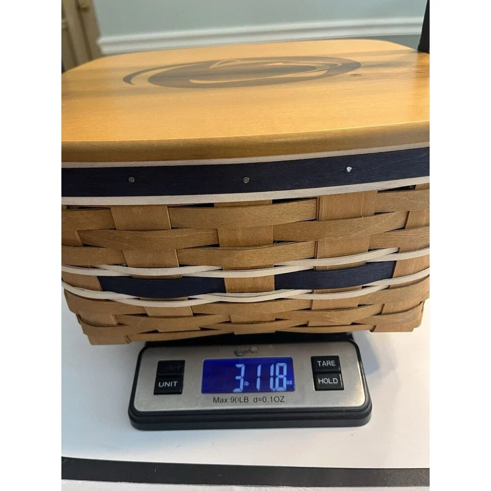 Longaberger Penn State Cake Basket Protector Riser Lid Blue Double Swing Handles